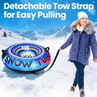 ZIZZ 48-inch Heavy-Duty Inflatable Snow Tube with Premium Canvas Cover — Kids & Adults(m-3)