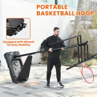 10ft Height-Adjustable Portable Basketball Hoop System with 45/48in Steel-Frame Backboard — Wheels & Fillable Base for Driveway, Backyard or Pool(m-7)