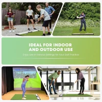 Ponsonbay Integrated Golf Practice Mat with Ball Tray, 5x4ft / 6x4ft / 6x5ft Options, Thick Turf (26–31mm), Includes 3 Tees and Multiple Tee Holders, Indoor/Outdoor(m-7)