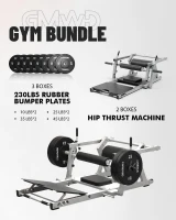 GMWD HRTQ Plate-Loaded Hip Thrust Bench, 800 lb Capacity Glute Builder with Weight Holders, Scratch-Resistant Sleeves and Adjustable Footboard(m-2)