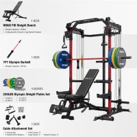 Mikolo HR05 Power Cage — 2000 lb Rack with Independent Dual 1:1 Pulley System, Cable Crossover & Multi-Function Home Gym(m-2)