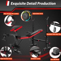 OPPSDECOR 6-in-1 Adjustable Weight Bench with Leg Extension/Curl & Preacher Pad (660 lb)(m-7)