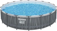 Bestway Steel Pro MAX 18' x 48"" Metal Frame Above-Ground Round Pool Set with LED Light & Remote, Ladder, Cover and 1500 GPH Filter Pump(m-8)
