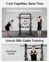 Mikolo M4 2.0 Smith Machine & Power Rack — 2200 lb Capacity with Lat Pulldown, Dual Cable Crossover and Storage System(m-4)