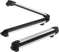 VEVOR Ski & Snowboard Roof Rack, Holds Up to 4 Pairs of Skis or 2 Snowboards, 2-Pack Aluminum Universal Top Mount with Lock & Rubber Padding, Also Fits Fishing Rods, Compatible with Most Crossbars(m-9)