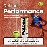 Palbea PRO Padel Balls – FIP-Approved High-Visibility Felt Padel Balls, Pressurized Tubes of 3 (Options: 6 / 12 / 24 Tubes) for Training and Tournaments(m-5)