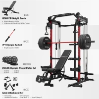 Mikolo HR05 Power Cage — 2000 lb Power Rack with Independent Dual 1:1 Pulley System & Multi-Function Cable Crossover(m-2)