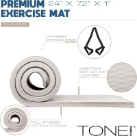 Tone Fitness 1-Inch NBR Foam Yoga Mat — Thick, Non-Slip Exercise Mat with Carry Strap for Pilates, Yoga & Home Workouts(m-3)