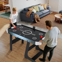 GYMAX 56"" Fold-Up Air Hockey Table — Arcade Style with Powerful 12V Motor, LED Digital Scoreboard, 2 Pushers & 2 Pucks — For Home, Game Room & Office(m-2)