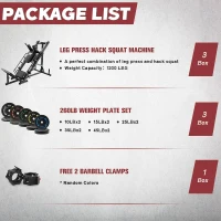 RitFit Professional Leg Press & Hack Squat Combo with Plate Set and Linear Bearings, Home Gym with Weight Storage Posts(m-2)