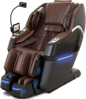 Space Walk & Ankle Stretch 4D Massage Chair — Zero Gravity SL-Track Shiatsu Recliner with Electric Calfrest Extension, Foot Rollers & AI Voice (S002 Black)(m-1)