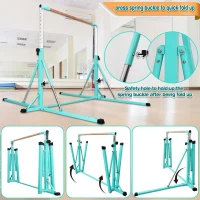 Adjustable Foldable Gymnastics Bar 5FT/6FT with Mat, Horizontal Kids Training Bar, Heights 35.4""–59"" / 45""–71"", 500 lb Capacity(m-3)
