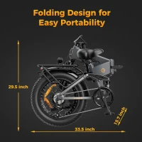 Jasion X-Hunter Folding Electric Bike — 1400W Peak Motor (750W Rated), 30 MPH, 624Wh Removable Battery, 20""x4"" Fat Tires, Full Suspension, 7-Speed E-Bike(m-6)