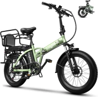 1000W Folding Electric Bike — 48V 20Ah Removable Battery, 30+ MPH Top Speed, Up to 80-Mile Range, 20"" Fat-Tire Foldable E-Bike(m-1)