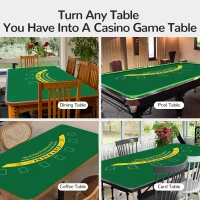 70 x 35 Inch Upgraded Waterproof Casino Blackjack Layout Mat with Carrying Bag — Anti-Slip Rubber Table Top Cover for Parties and Game Nights(m-4)