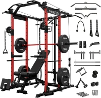Mikolo K6 Power Cage — 1500 lb Rated Power Rack with Cable Crossover, Lat Pulldown & Pulley System, All-in-One Home Gym(m-1)