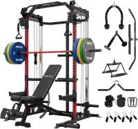 Mikolo HR05 Power Cage — 2000 lb Rack with Independent Dual 1:1 Pulley System, Cable Crossover & Multi-Function Home Gym(m-1)