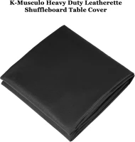 K-Musculo 16' Black Heavy-Duty Leatherette Shuffleboard Table Cover — Waterproof & Tear-Resistant (195""L x 26""W x 8""H)(m-3)