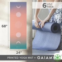 Gaiam Premium 6 mm Printed Yoga Mat — Extra-Thick, Non-Slip Exercise & Fitness Mat for All Styles of Yoga, Pilates & Floor Workouts (68 in x 24 in x 6 mm)(m-4)