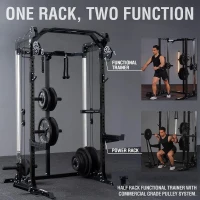 Mikolo HR05 Power Cage — 2000 lb Power Rack with Independent Dual Pulley System & Cable Crossover, Multi-Function Home Gym(m-4)