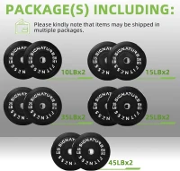 Fitvids 305 lb Olympic Barbell & Bumper Plate Set — 2-inch Bar Compatible, Complete Weightlifting Bundle(m-2)