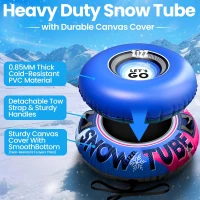 ZIZZ 48-inch Heavy-Duty Inflatable Snow Tube with Premium Canvas Cover — Kids & Adults(m-2)