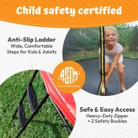 JUMPZYLLA Outdoor Trampoline 8FT/10FT/12FT/14FT/15FT/16FT with Safety Enclosure & Ladder, ASTM F381-16 Certified Recreational Trampoline for Kids and Adults, Anti-Rust Powder-Coated Frame(m-6)