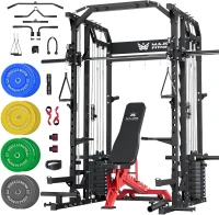 Major Fitness Drone2 Advanced All-in-One Home Gym Smith Machine – Aluminum Pulley Set, Dual Lat Pulldown & Cable Crossover, Squat Rack(m-1)