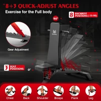 Adjustable Heavy-Duty Workout Bench – 1300 lb Capacity Incline/Flat/Decline Bench with Wheels and Quick Setup(m-2)