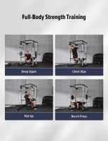 MAJOR FITNESS Drone1 Power Cage — Multi-Function Home Power Rack with Integrated 100 lb Weight Stack, Cable Crossover, Pull-Up Bar, Heavy-Duty Steel Construction(m-7)