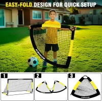 Kids Soccer Goal Set — 2-Pack Pop-Up Nets (7x5 & 6x4 Options) with Ball, Pump, Cones & Carry Bag — Portable Training Kit for Ages 3–16(m-5)