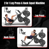 Dripex 2-in-1 Leg Press & Hack Squat Machine for Home Gym, 45° Combo with 4 Weight Plate Storage Posts — Plates Not Included(m-2)