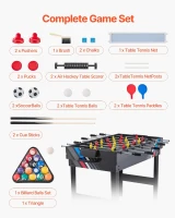 VEVOR 3-in-1/4-in-1 Combo Game Table (48""/54"") — Air Hockey, Ping Pong, Foosball & Billiards with Accessories(m-5)
