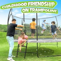 BCAN 8-16FT Recreational Trampoline with Enclosure & Ladder — ASTM F381-16 Certified Outdoor Trampoline for Kids and Adults(m-7)