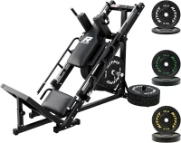 RitFit Home Gym Leg Press / Hack Squat Combo with Weight Plate Set — Adjustable Angles, Linear Bearings and Plate Storage for Complete Lower-Body Training(m-1)