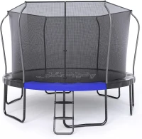123JUMP by Skywalker — 10/12/14 ft Round Outdoor Trampoline with Enclosure & Ladder, ASTM F381-16 Certified, Spring Pad Cover & Heavy-Duty Jump Mat(m-1)