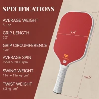 SHARK 002 Hybrid Carbon/Aramid Pickleball Paddle — 16mm Shark Power Polymer Core for Enhanced Spin & Consistency(m-5)