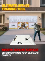 Portable Roll-Up Hockey Shooting Pad with Rebounder — 4.5 ft x 10 ft Professional Training Surface for Shooting, Passing & Stickhandling(m-3)