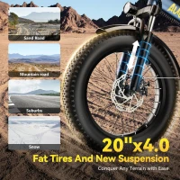 KEBIKO 1000W Folding Electric Bike (Peak 1500W), 48V 20Ah Removable Battery, 20"" Fat Tire Ebike — 30+ MPH, Up to 80 Mile Range(m-4)