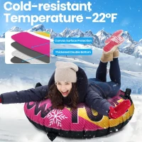 ZIZZ 48-inch Premium Canvas Inflatable Snow Tube — Heavy-Duty Winter Sled for Families(m-5)