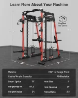 Mikolo M4 2.0 Smith Machine & Power Rack Combo - 2200 lb Capacity with Dual Cable Functional Trainer, Lat Pulldown & Cable Crossover(m-8)
