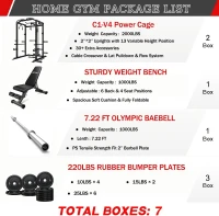 GOIMU C1-V4 Power Cage — 2000 lb Capacity Squat Rack with Lat Pulldown, Multi-Function Strength Cage with Extensive Attachments for Home Gym/Garage(m-2)