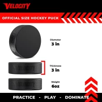 Velocity Hockey Pucks — Junior Lightweight, Senior Official & Heavyweight Training (5, 10, 25, 50 & 100 Pack)(m-6)