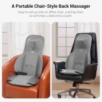 Mynt 2D & 3D Shiatsu Neck and Back Massager Pad — 10 Deep Kneading Nodes, Adjustable Height, Heat, Spot & Demo Modes — Portable Gray Chair Massage Cushion(m-8)