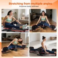 NArra Heavy-Duty Leg Stretcher — Adjustable Flexibility Trainer up to 330 lbs, Gear-Driven 180° Stretch Machine with Padded Seat and Footrests (Black)(m-5)