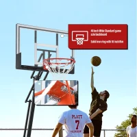 Portable Basketball Hoop with 44""/48"" Backboard, Stepless Crank Adjustment 5.3–10 ft, Heavy-Duty Outdoor/Indoor Goal System(m-3)