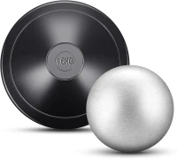 Deekin 2-Piece Training Set — 1.6 kg Rubber Discus + 12 lb Shot Put (Black) for School Track & Field Practice(m-1)