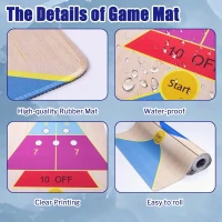 3-in-1 Shuffleboard, Curling & Bowling Board Game Set with 11.8 ft Mat, 2 Cues, 8 Rocks & 6 Pins - Family Fun(m-3)