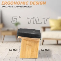 100% Natural Bamboo Folding Meditation Bench with Cushion and Carry Bag — Seiza Kneeling Stool (Black)(m-5)