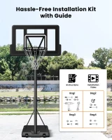 IGL Portable Basketball Hoop – 44"" PC Backboard, Height Adjustable 4.28–10 ft, Outdoor/Driveway Goal for Kids, Teens & Adults(m-9)